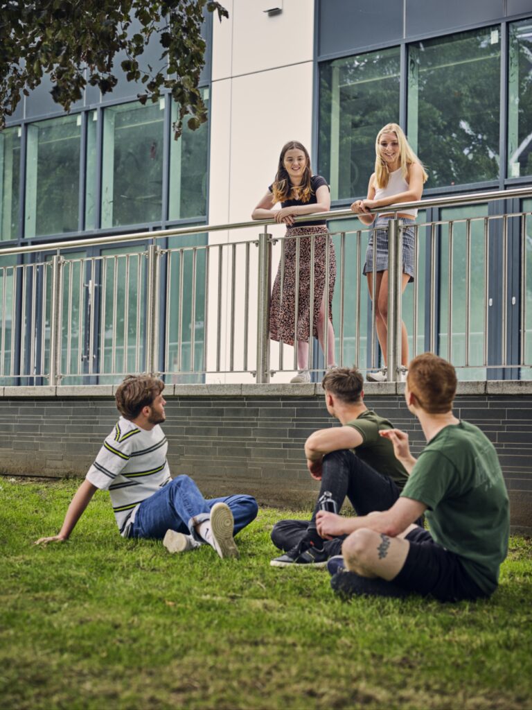 Students talking outside