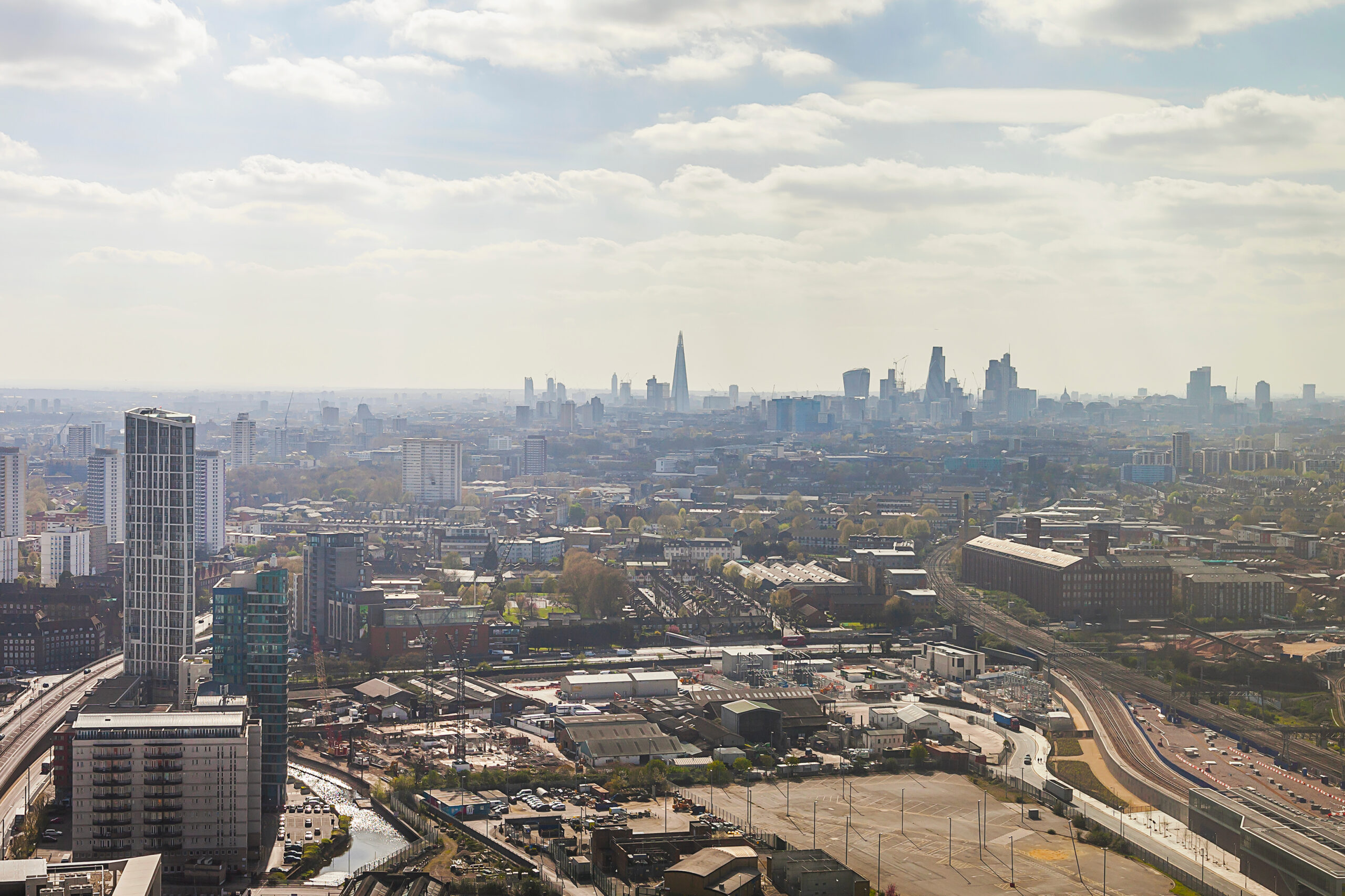 Aerial shot of Stratford, London