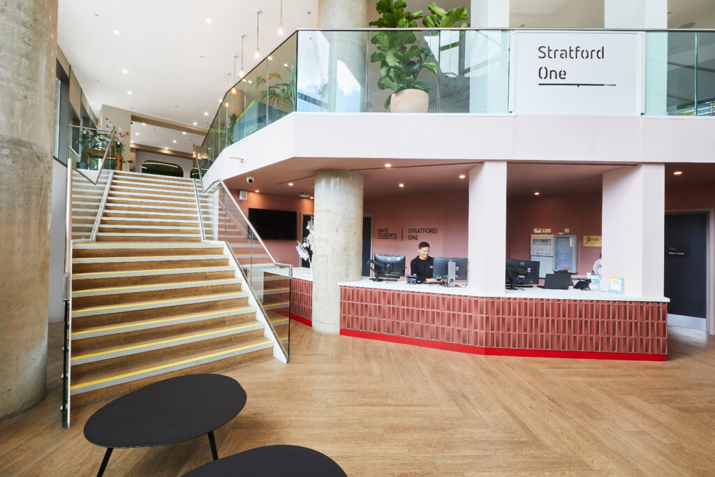 Newly refurbished reception at Stratford ONE