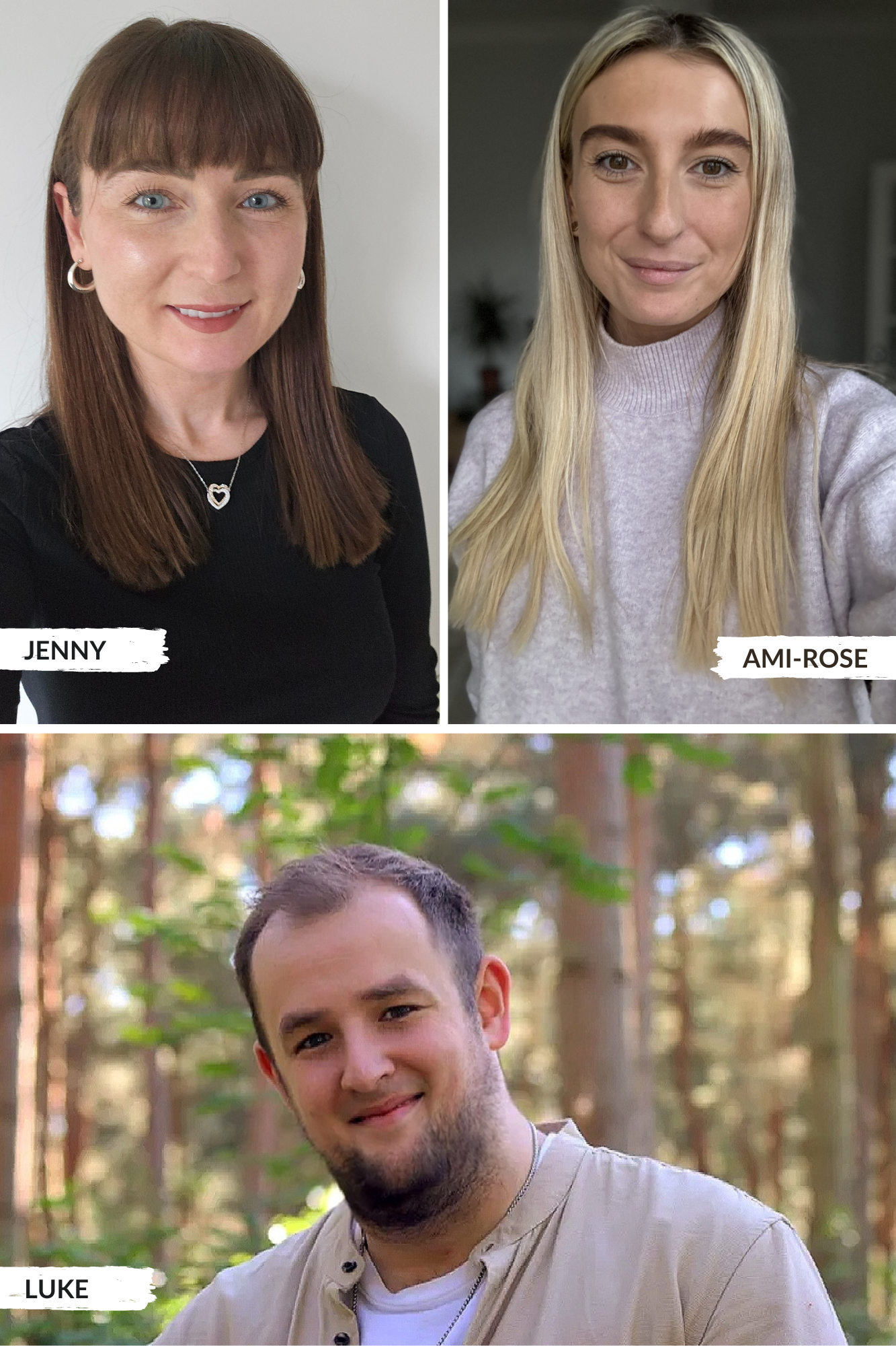 Our 3 Regional Student Support Managers: Ami-Rose, Luke and Jenny